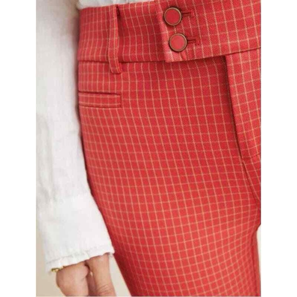 Anthropologie The Essential Slim plaid red pants women’s size 10 ankle - Picture 11 of 13